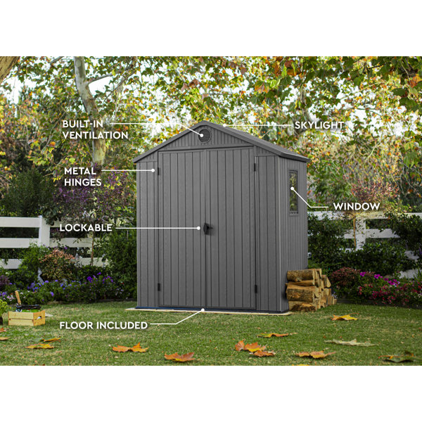 Keter Darwin 6x4 FT Durable Resin Outdoor Storage Shed with Floor and